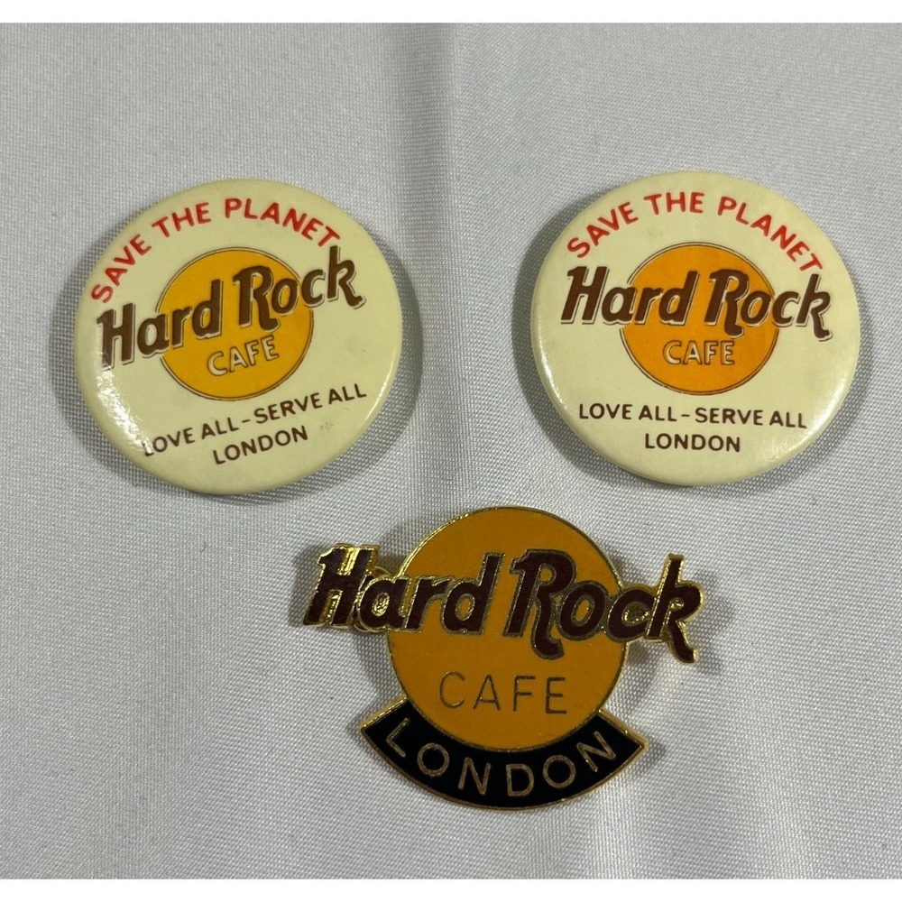 Vintage Hard Rock Cafe London Pin Lot Save The Planet Enamel Button